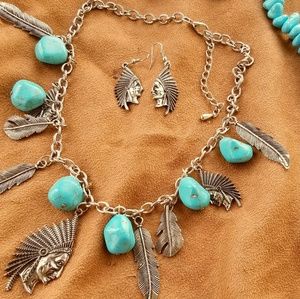 Indian head necklace and earrings